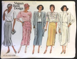 1781 VOGUE 1986 BASIC DESIGN LONGER STRAIGHT SLIT SKIRT OVERLAY OR NOT PATTERN 6-10 UNCUT or 12-14 cut choice